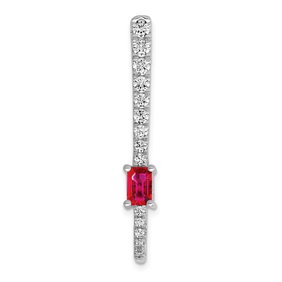 14k White Gold Diamond & .45 Ruby July Birthstone Fancy ChainSlide Pendant